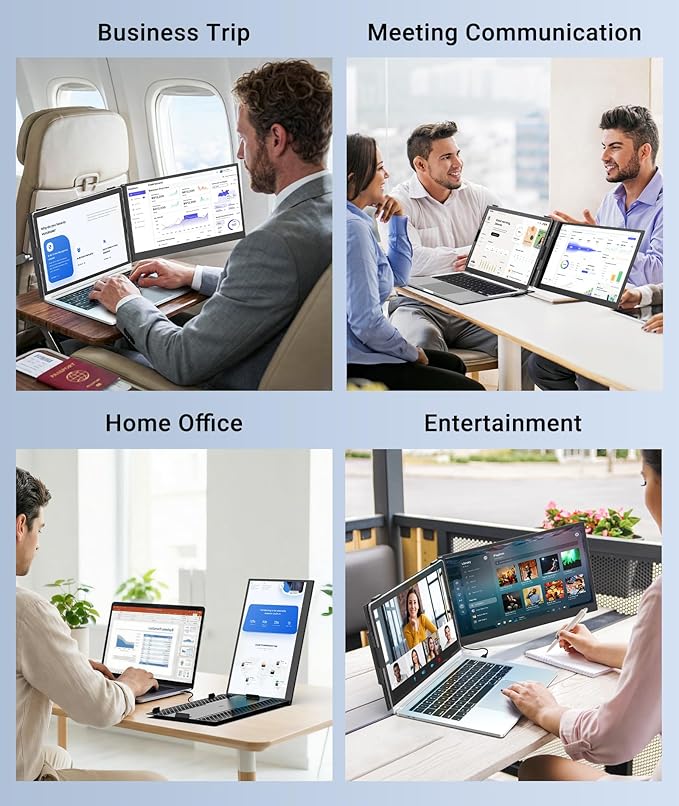 Laptop Screen Extender, 14” FHD 1080P Portable Monitor for Laptop, 1.3lbs Ultra-Light Dual Monitor, USB-C Plug & Play Travel Monitor Extender for 13”-17” Windows/Mac/Android/Chrome