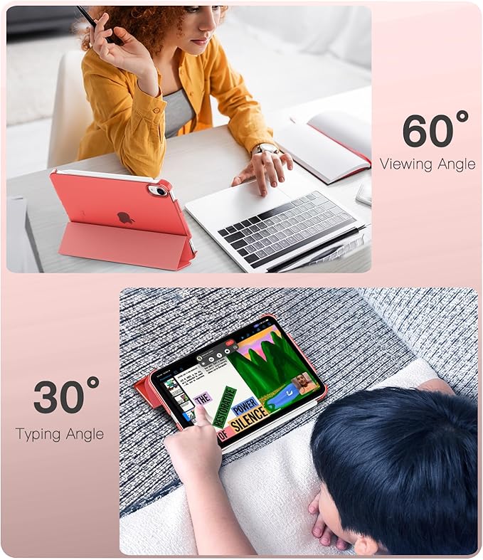 TiMOVO Case for iPad mini 7 A17 Pro 8.3-inch 2024, iPad mini 6th Generation Case, Slim Translucent Hard Back Folio Cover Support Touch ID & Apple Pencil Charging, Auto Wake/Sleep, Coral Orange
