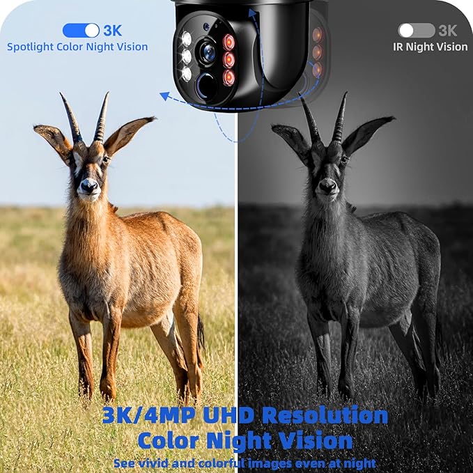 Industrial-Grade Black 4G LTE Solar Security Camera Outdoor, No WiFi Needed, 4MP HD, 360 View, Built-in SIM, AI Motion Detection, 2-Way Talk for Ranch/Jobsite/Construction