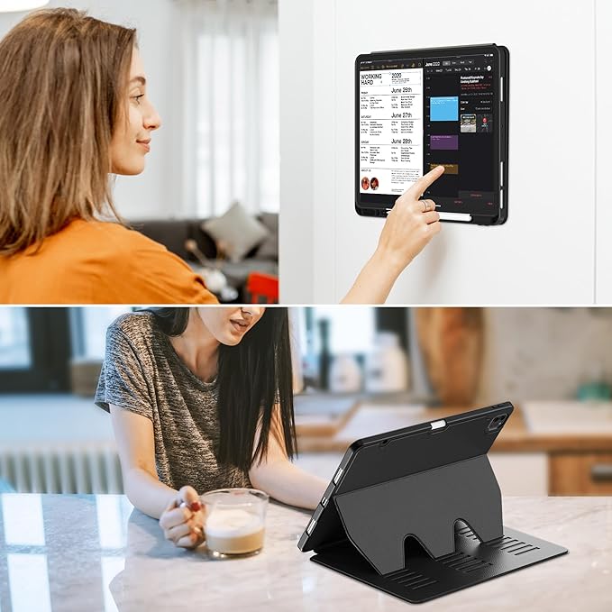 VIKESI Case for iPad Pro 12.9 6th / 5th / 4th / 3rd Generation Case 2022/2021/2020/2018,Multiple Angles Magnetic Stand Cover,Shockproof Soft Back,Pencil Holder,and Auto Sleep/Wake,Black