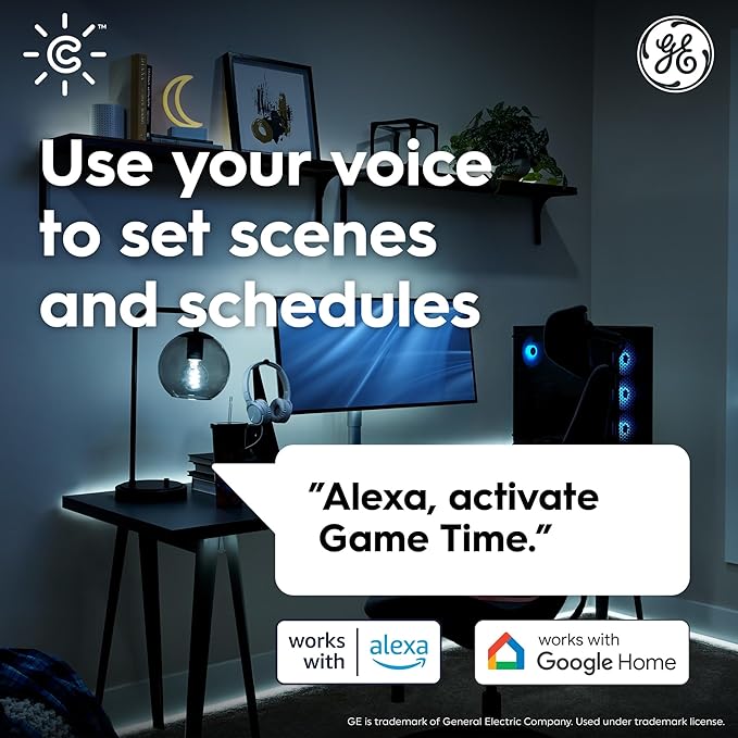 GE CYNC Smart LED Light Bulbs, G25 Globe Bulb, WiFi Light, Soft White, 60W Equivalent, Works with Amazon Alexa and Google Home (4 Pack)