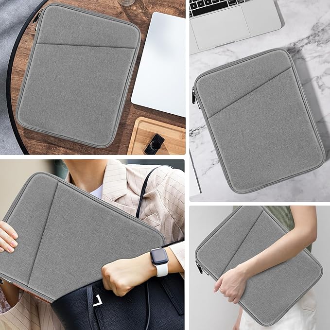 MoKo 13 Inch Tablet Sleeve Bag, Compatible with New 13 Inch iPad Pro M5 & Air M4/M3, iPad Pro 12.9 inch M2&M1, Galaxy Tab S8+/S9+ 12.4", Waterproof Bag Carrying Case with Pocket, Light Gray