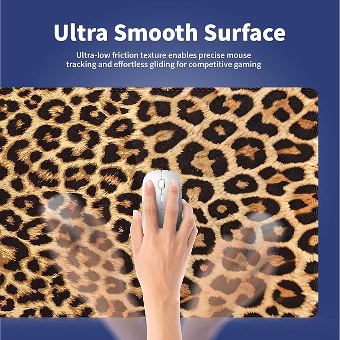 Extra Large Gaming & Office Mouse Pad (31.5" x 11.8") – Vintage Retro Leopard Print, Premium Anti-Slip XXL Desk Mat with Durable Stitched Edges