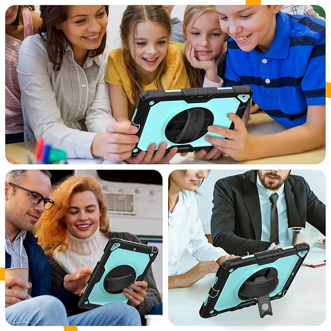 Timecity for iPad Air 3/ Pro 10.5 Inch Case, 360° Rotating Stand, Pencil Holder, Shockproof with Screen Protector & Shoulder Strap - Heavy Duty Protection Case for iPad Air 3rd Gen - Light Blue