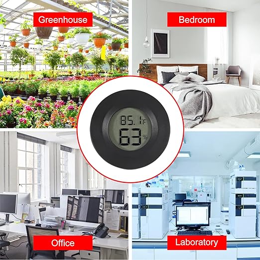6-Pack Mini Hygrometer Thermometer Digital LCD Monitor Indoor/Outdoor Humidity Meter Gauge Temperature for Humidors Home Greenhouse Babyroom Reptile Incubator