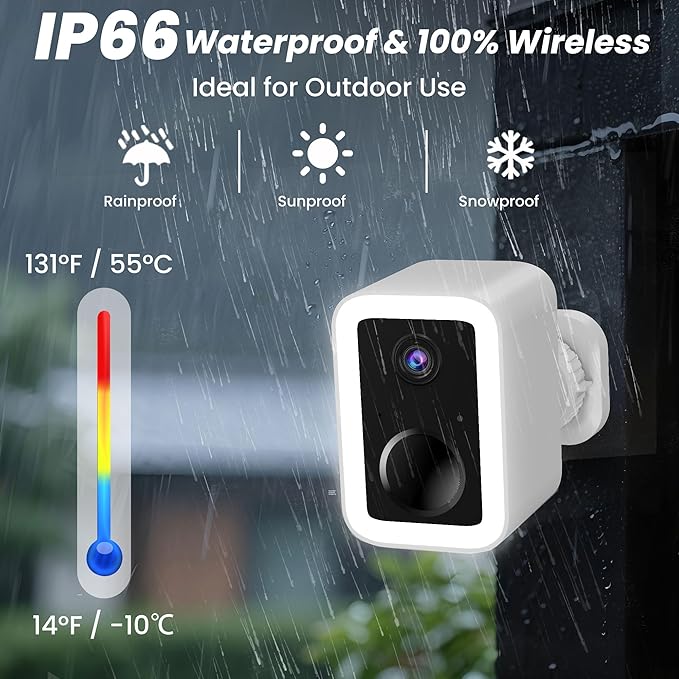 【2 Pack】Security Cameras Wireless Outdoor, No Subscription Outdoor Cameras Wireless for Home Security, Integrated Spotlight & Siren, Human Motion Detection, Support 5G & 2.4GHz WiFi, IP66 Weatherproof