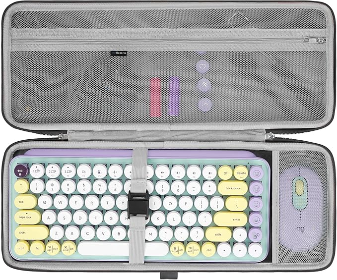 GEEKRIA 75% Keyboard Case, Hard Shell Travel Bag for Compact 84 Key Computer Mechanical Gaming Keyboard, Compatible with Logitech POP Keys/POP ICON Combo/MX Mechanical Mini (Dark Gray)