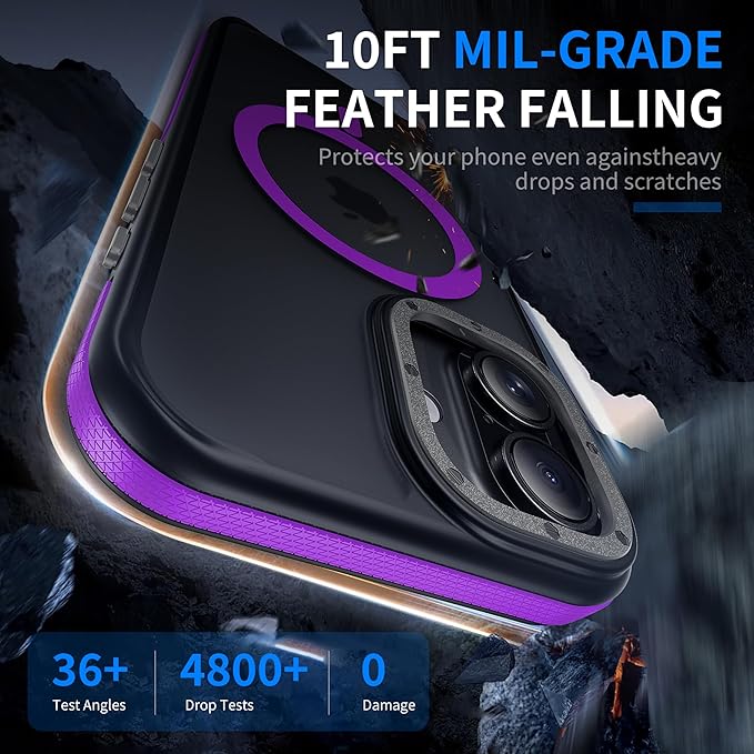 Strong Magnetic for iPhone 17 case [10Ft Military-Grade Protection] Compatible with fit MagSafe Shockproof Slim Thin Cover case for iPhone 17 6.3 inch, Purple Bumper