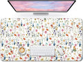 Large Mouse Pad for Desktop, Cute Desk Mat Pad Protector for Work & Gaming, Aesthetic Pretty Anti-Slip Laptop Blotter Cover for Office School Home Supplies, Wildflowers, 35.4" x 15.7"