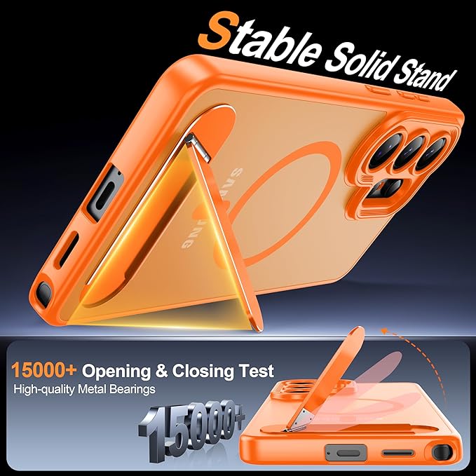 Magnetic for Samsung Galaxy S26 Ultra Case, [Compatible with MagSafe][Full Camera Protection][Built-in Invisible Kickstand] Translucent Matte Phone Case for S26 Ultra 6.9" - Orange