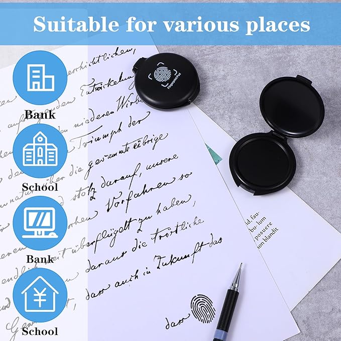 24 Pack Fingerprint Ink Pads, Thumbprint Ink Pad for Notary Supplies Identification Security ID Fingerprint Cards Fingerprint Black - 1.97 x 2.36 Inch