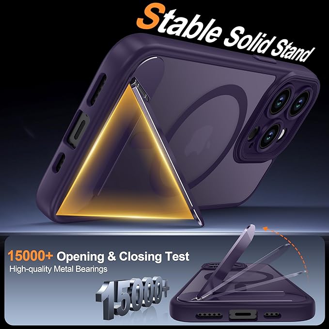 Magnetic Compatible with iPhone 13 Pro Case, [Built-in Kickstand][Full Camera Protection][Compatible with MagSafe][Anti-Fingerprint] Shockproof Phone Case for iPhone 13 Pro 6.1",Purple