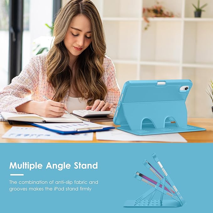 VIKESI Case for iPad mini 7 (A17 Pro) and iPad mini 6,Multiple Angles Magnetic Stand Cover,Shockproof Soft Back,Pencil Holder,and Auto Sleep/Wake,Sky Blue