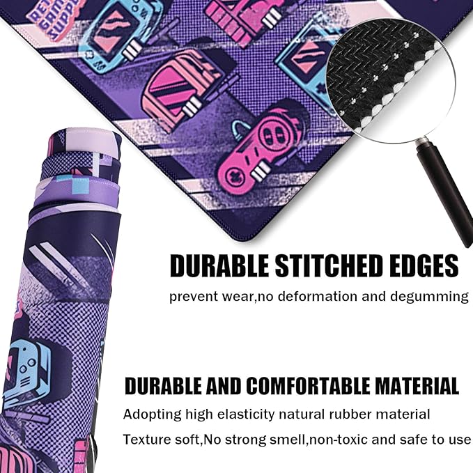 Japanese Comic Large Gaming Mouse Pad with Stitched Edges, Durable Non-Slip Natural Rubber Base, (31.5X15.7 Inch) Waterproof Laptop Pad Mat for Esports Pros/Gamer/Desktop/Office/Home
