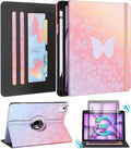 Kidcube for iPad Air 13 Inch Case (M3/M2)/for iPad Pro 12.9 Cases 6th/5th (2022/2021) - Women Girls Cute Rotating Stand Folio Cover with Pencil Holder & Card Slot Design Girly Kawaii Butterfly Cover
