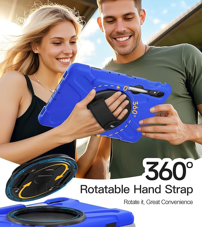 BRAECN Case for Samsung Galaxy Tab S10 Lite/S10 FE/S9 FE 5G 10.9"& S9/S8/S7 11",Heavy Duty Shockproof Silicone Cover with 360 Rotating Stand &Hand Strap, Kickstand, Shoulder Strap, S Pen Holder