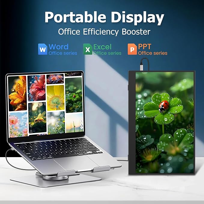 4K Portable Monitor - 15.6 Inch 3840×2160 Resolution, 100% sRGB, IPS Screen with Built-in Speakers, USB-C/HDMI Connectivity, External Second Monitor for Laptop/MacBook/Switch/PS5/PS4/Xbox