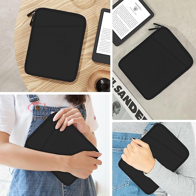 MoKo 6-7" eReader Sleeve Bag for 7" ereader Colorsoft Signature Edition, All-New 6" ereader 11th Gen 2022/10th Gen 2019/8th Gen 2016, 6.8" ereader Paperwhite 11th/10th Gen 2021/2018, Black