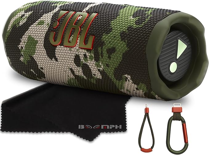 JBL Flip 7 Portable Bluetooth Speaker, IP68 Waterproof, Dustproof, Drop-Proof, PushLock System, AI Sound Boost, 16H Battery – Squad – Boomph's Comprehensive Ultimate Performance Cloth Solution