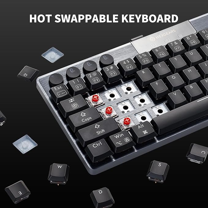 Hexgears A1 Low Profile Wireless Mechanical Keyboard - 60% Compact TKL, Bluetooth 5.0/2.4GHz/Wired USB C Hot Swappable Linear Switch, RGB Backlit Mini Portable Gaming Keyboard Aluminum for PC/MAC