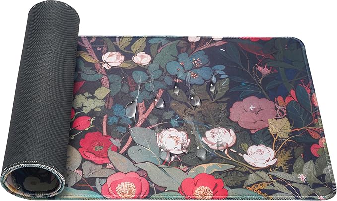 White Flowers Mouse Pad,Large Mouse Pad, Soft Rubber Base, Non-Slip Surface,31.5x11.8x0.12inch Long Computer Keyboard Mouse Mat,Office Desk Mat,Gaming Mousepad
