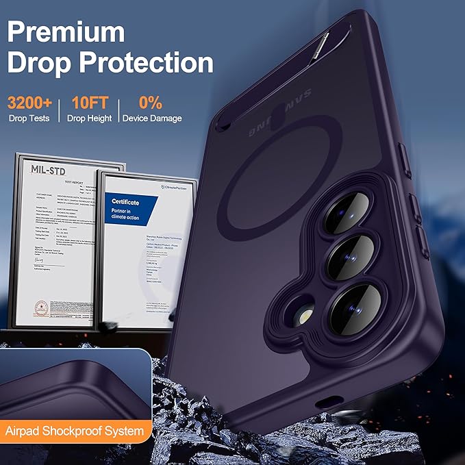 Magnetic for Samsung Galaxy S26+ Plus Case, [Compatible with MagSafe][Full Camera Protection][Built-in Invisible Kickstand] Translucent Matte Phone Case for S26 Plus 6.7" - Purple