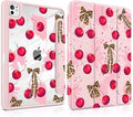 Case for iPad Pro 11 Inch (M5 2025 M4 2024) – [Built-in Pencil Holder], Shockproof & Stylish, Clear Hard Back + Soft TPU Edge, Magnetic Trifold Stand, Auto Wake/Sleep, Cherry & Leopard