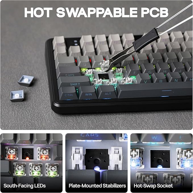 MechLands Aula F108 100% Wireless Gaming Keyboard, Full Size Custom Gasket Mechanical Keyboard, 4000mAh Battery, Programmable 108 Keys, Hot-Swappable, for Win/Mac (Black Gradient)