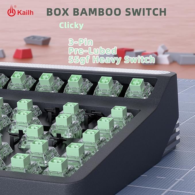 Kailh Box Bamboo Clicky Keyboard Switch,3-pin 55gf Heavy Typing & Gaming Switches for MX Mechanical Keyboard(45pcs)