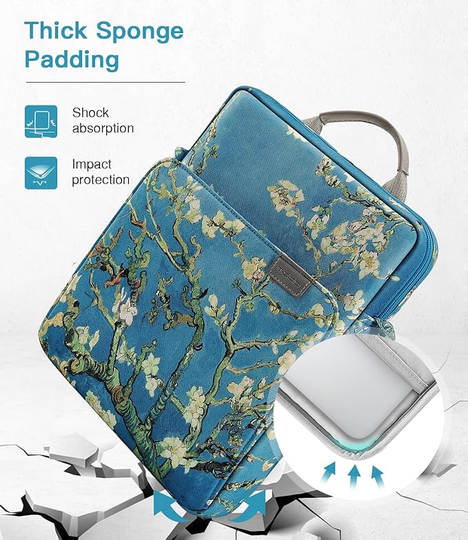 MoKo 13.3-14 Inch Laptop Sleeve Bag Fits Mac Neo 13-inch A18 Pro, Mac Pro 13.3" M2 2022/M5/M5 Pro/M5 Max 14.2" 2026, Mac Air 13.6" M5 2026, Handle Carrying Case with Shoulder Strap, Apricot Flower