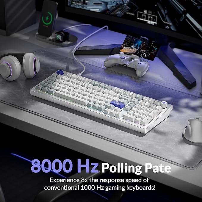 Keychron Q5 HE 96% 8K Wired Hall Effect Gaming Keyboard, Rapid Trigger Magnetic Switches Keyboard Hot Swappable, 8000 Hz Polling Rate, Adjustable Actuation, Aluminum, RGB, QMK, Mac/Windows – White