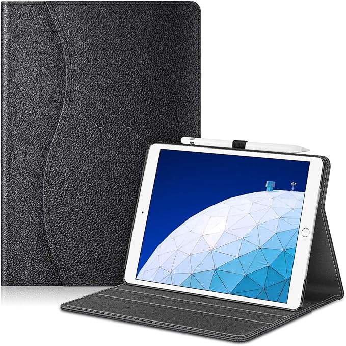 Fintie Case for iPad Air (3rd Gen) 10.5" 2019 / iPad Pro 10.5" 2017- [Sleek Shield] Premium PU Leather Slim Fit Multi Angle Stand Cover with Pocket, Pencil Holder, Auto Wake/Sleep (Black)