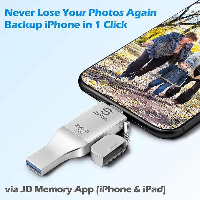 Genuine 256GB Apple MFi Certified Photo Stick for iPhone 17/16/15/14-3 in 1 USB C Flash Drive & Memory Stick - High Speed External Storage for Photos Videos iOS Backup, Android & PC (True Capacity)