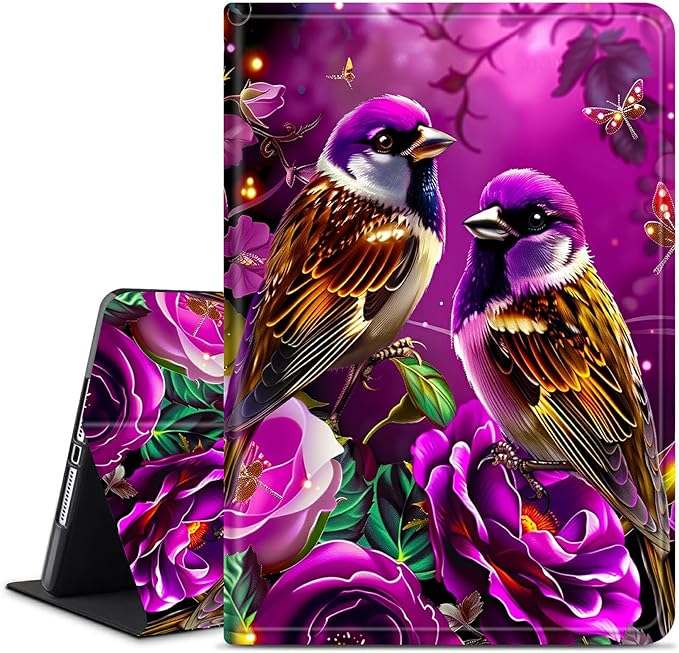 for Amazon Kindle Fire HD 8 & HD 8 Plus(12th/10th Generation, 2024/2022/2020 Release) 8" Tablet Case, Slim Kickstand Stand Leather Smart Cover with Auto Wake/Sleep, 2 Hummingbird Flowers