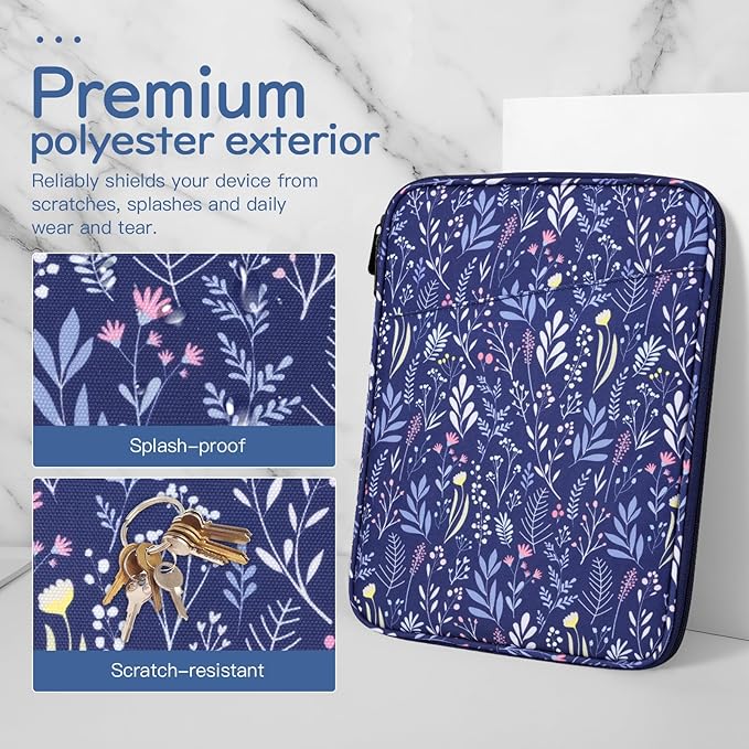 Dadanism 9-11 Inch Tablet Sleeve Bag Carrying Case for iPad (A16) 11th Gen 11", iPad 10th Gen 10.9" Air 5/4, iPad Air M4/Pro M5 11", iPad 9/8/7th Gen 10.2", Galaxy Tab A11+ Plus 11", Branche Dark Blue