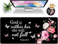 Extended Large Gaming Mouse Pad with Coaster - 35.4 x 15.7 Full Desk Mousepad - Stitched Edges - Ultimate Gaming Desk Mat - Bible Flowers