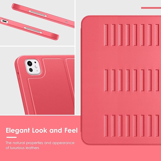 VIKESI Case for iPad iPad Pro 13-inch M5 or M4 Released in 2025 or 2024,Multiple Angles Magnetic Stand Cover,Shockproof Soft Back,Pencil Holder,and Auto Sleep/Wake,Red