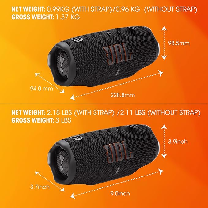 JBL Charge 6 - Portable Waterproof & Drop-Proof Bluetooth Speaker, Bold JBL Pro Sound with AI Sound Boost, 28Hrs of Playtime, Built-in powerbank & Comes with a Sturdy/Removable Carrying Strap (Blue)