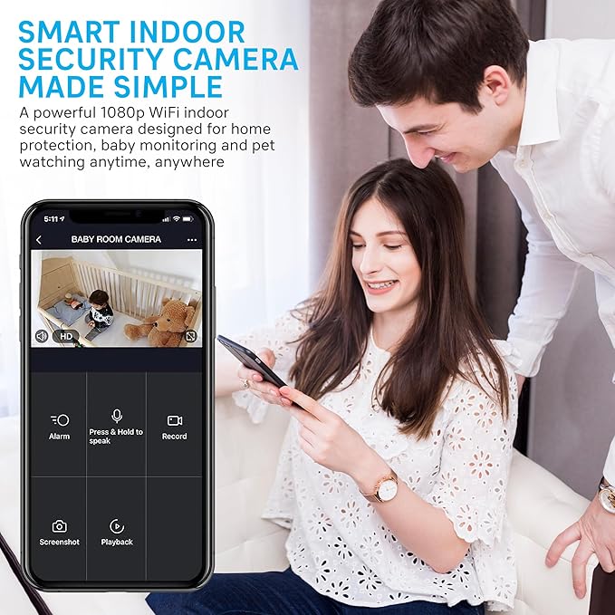 Geeni Vivid Indoor Smart Security Camera – HD Live Stream Camera for Indoor Home Monitoring with Night Vision, 2-Way Audio, Flexible Mount, Micro SD Slot, Motion Detection & App Control – 2Pack, White