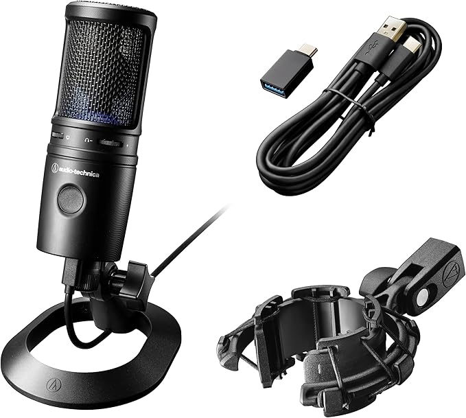 Audio-Technica AT2020USB-X Cardioid Condenser USB Microphone (Black) and Audio-Technica AT8455 Shock Mount