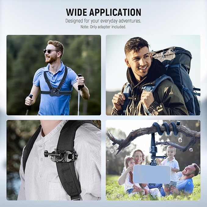 NEEWER Action Camera Mount Adapter with 1/4" Screw Aluminum Alloy Compatible with GoPro Hero 13 12 Insta360 X4 X3 DJI Osmo Pocket 3 Creator Combo Phone Cage, GP-7