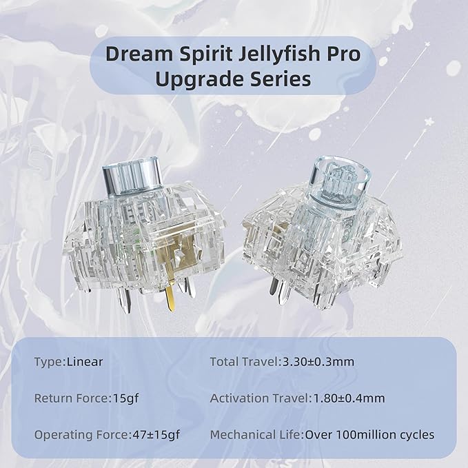 Kailh Box Jellyfish PRO Fully Transparent RGB Linear Mechanical Keyboard（Dream Jellyfish 108pcs）