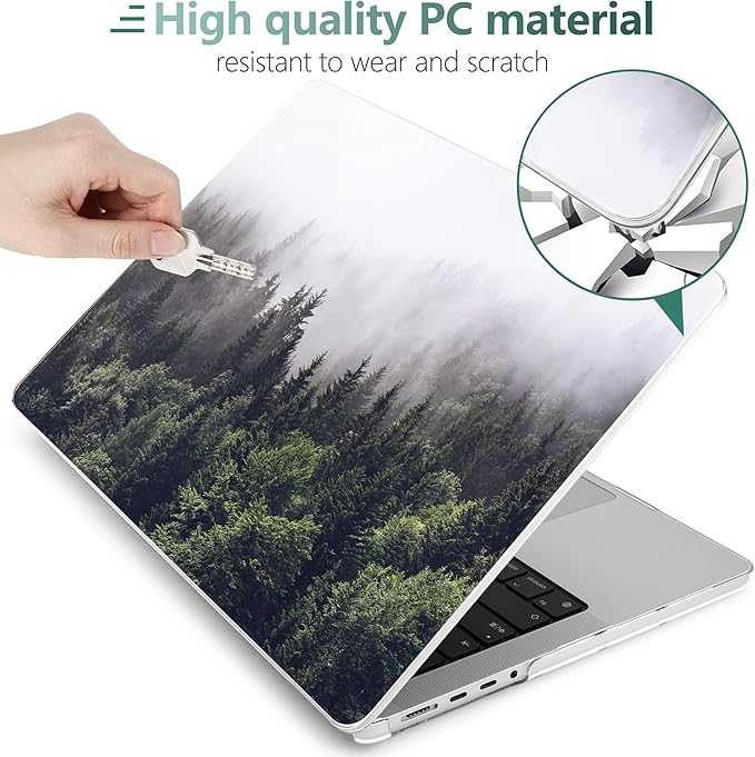 DONGKE Case for MacBook Pro 14 Inch (2026-2021 Release, M5 M4 M3 M2 M1 Pro/Max Chip), Plastic Slim Hard Shell Protective Cover with Keyboard Cover & Screen Protector, Forest