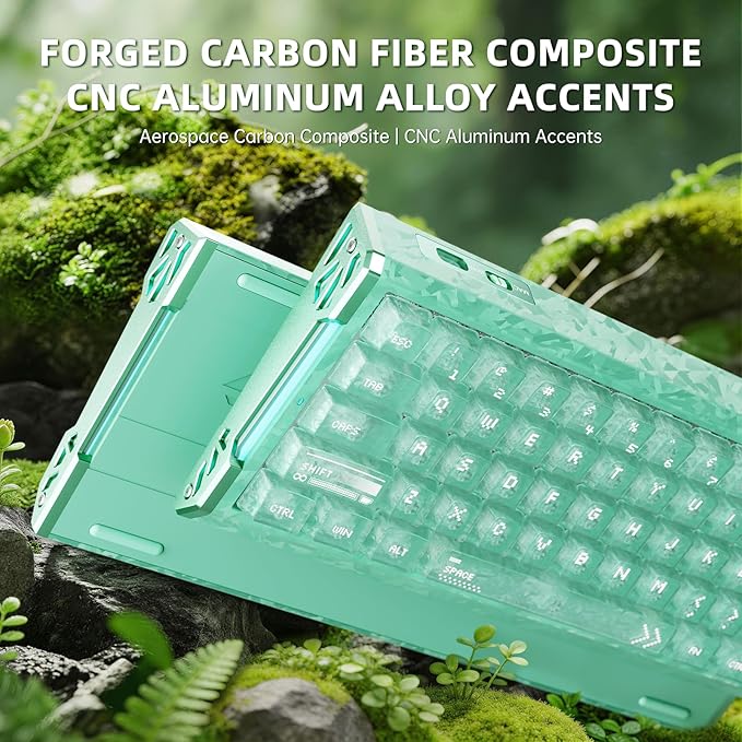 ATTACK SHARK R68HE 60% Wired Rapid Trigger 8K Mechanical RGB Gaming Keyboard with 0.005mm RT Accuracy,0.08ms Latency,256K Scan,Hall Effect Magnetic Switch,Carbon Fiber+CNC Aluminum Alloy for PC(Green)
