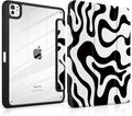 TWOLSKOO Case for iPad Pro 11-inch (M5 2025 / M4 2024), Clear Acrylic Back with TPU Bumper, Pencil Holder, Trifold Stand, Auto Sleep/Wake, Black Waves