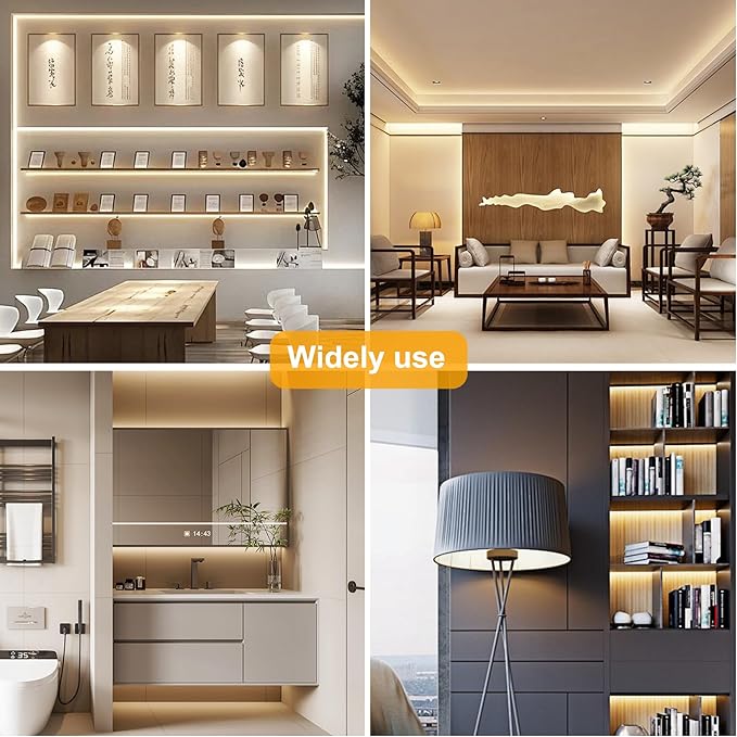 Pandery COB LED Strip Lights Natural White,24V Dimmable led Light Strip KIT with Remote and app Control,4000K 50FT/15m 8mm Wide Ra>90 Cuttable Flexible Strip Lights for Bedroom,Wardrobe,Cabinet