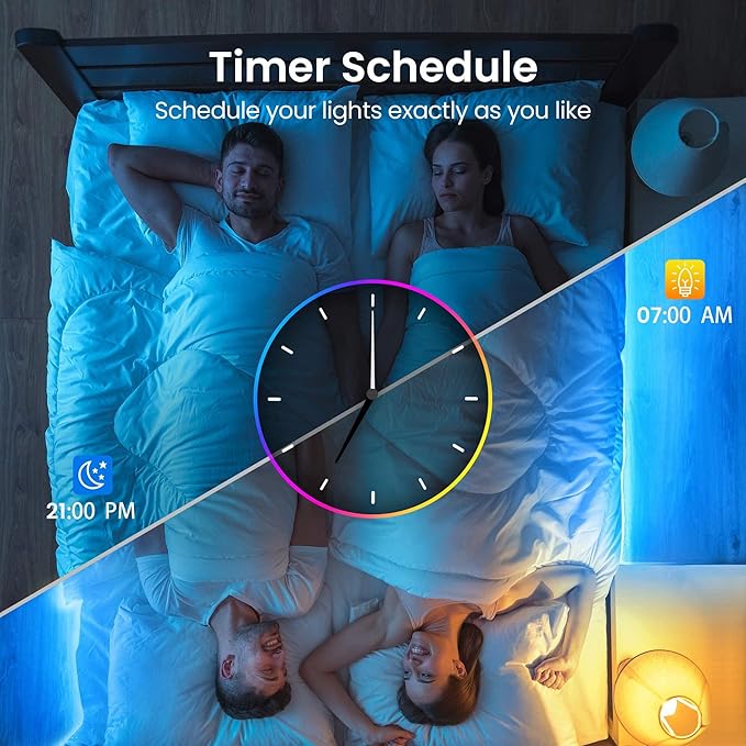 TJOY 200ft Smart Led Strip Lights for Bedroom, Compatible with Alexa and Google Assistant, RGB Color Changing Music Sync Led Lights, Multi-Color Wi-Fi Led Strip Lighting (APP+Remote+Voice)