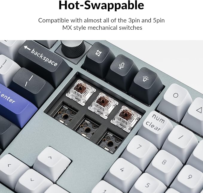 Keychron Q6 Pro Full Aluminum Wireless Bluetooth Custom Mechanical Keyboard, Full-Size QMK/VIA Programmable Knob KSA Double-Shot PBT Keycap Hot-Swappable Brown Switch, Mac Windows Linux - Grey