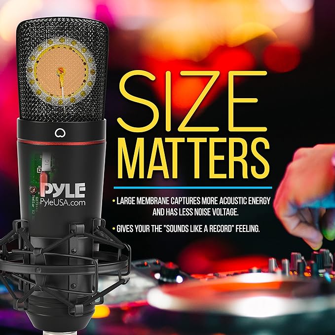 JOVIAL Large Diaphragm Cardioid Condenser XLR Microphone Kit - Big Capsule 34mm Pro Audio Mic - Audio Cardioid Condenser Studio Mic, Shock Mount, Travel Case, for Fat Vocals and Instrumentals