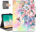 Vimorco for iPad Pro 13 Inch Case M5/M4 2025/2024, Flower for iPad 13 Pro Case M5/M4 for Girls Women, Pu Leather Protective Adjustable Stand, Hand Strap, Pocket, Pencil Holder, Hummingbirds & Flowers